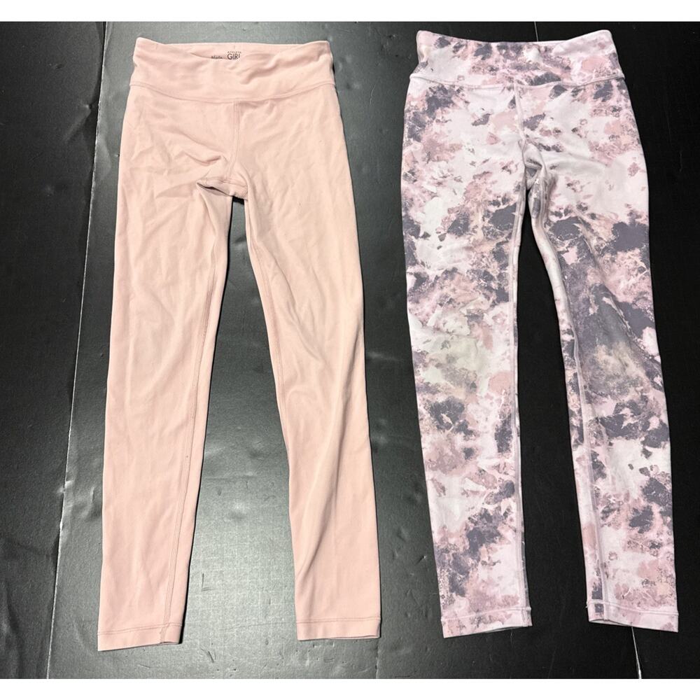 Athleta Girl High Rise Powervita Chit Chat Leggings Size 8-10 Lot of 2 Pink